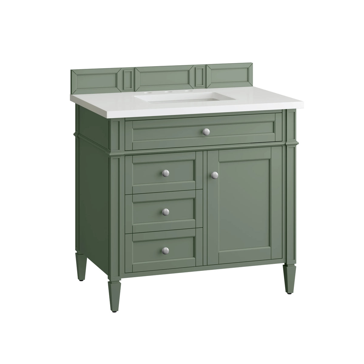 Brittany 36" Single Vanity, Smokey Celadon w/ 3 CM White Zeus Top, view 6