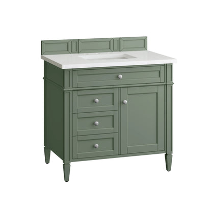 Brittany 36" Single Vanity, Smokey Celadon w/ 3 CM White Zeus Top, view 6
