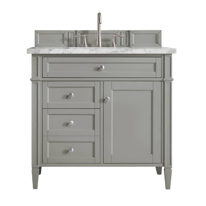 Brittany 36" Single Vanity, Urban Gray w/ 3 CM Carrara Marble Top