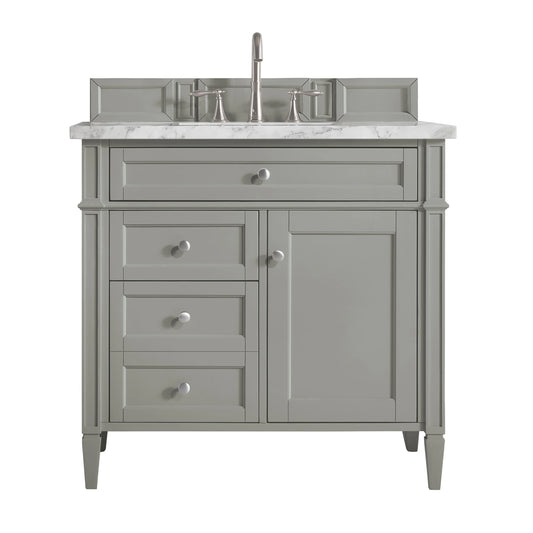 Brittany 36" Single Vanity, Urban Gray w/ 3 CM Carrara Marble Top