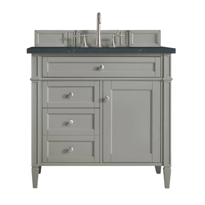 Brittany 36" Single Vanity, Urban Gray w/ 3 CM Charcoal Soapstone Silestone Top