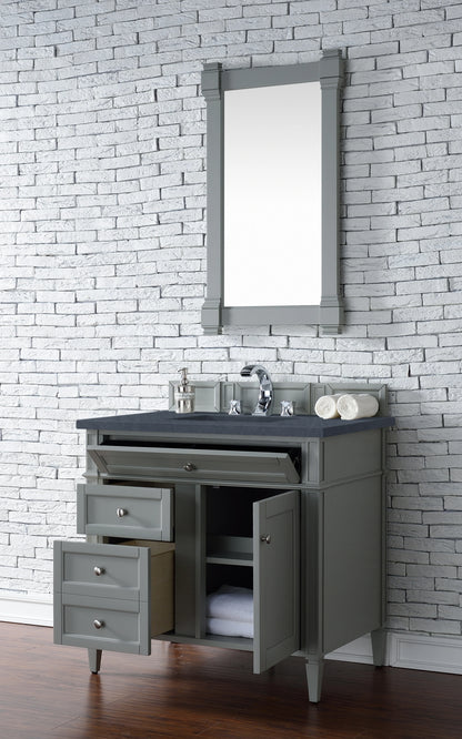 Brittany 36" Single Vanity, Urban Gray w/ 3 CM Charcoal Soapstone Silestone Top, view 4