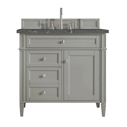 Brittany 36" Single Vanity, Urban Gray w/ 3 CM Parisien Bleu Silestone Top