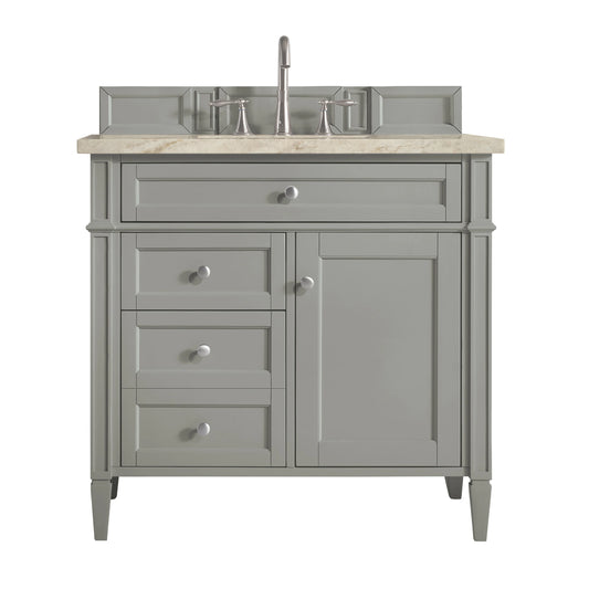 Brittany 36" Single Vanity, Urban Gray, w/ 3 CM Tajnar Eclos Top