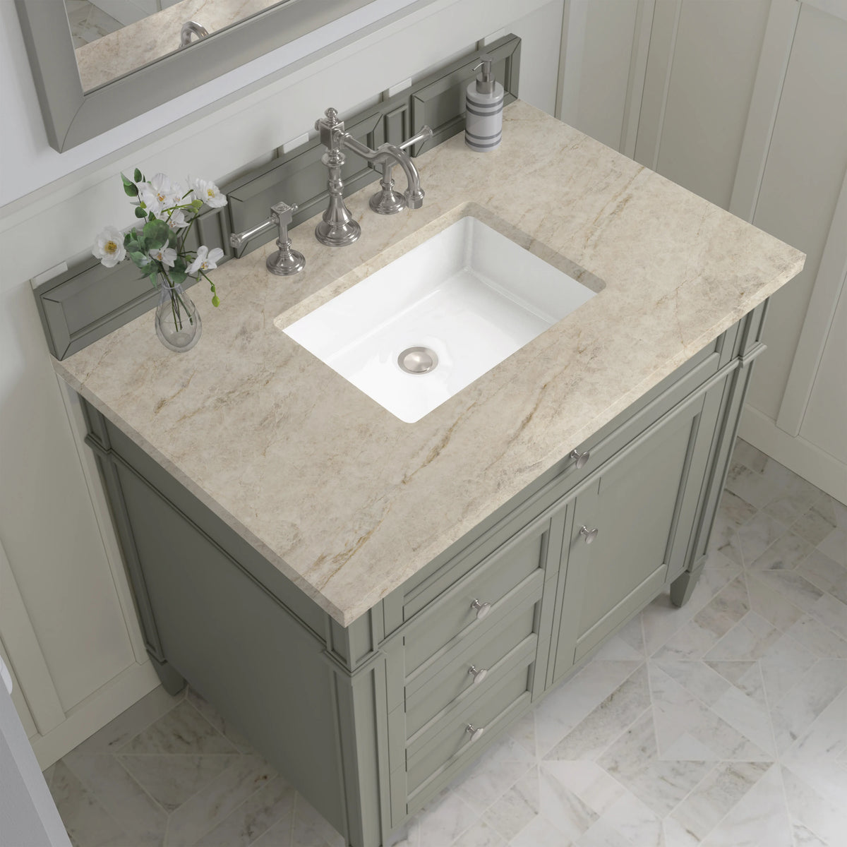 Brittany 36" Single Vanity, Urban Gray, w/ 3 CM Tajnar Eclos Top, view 5