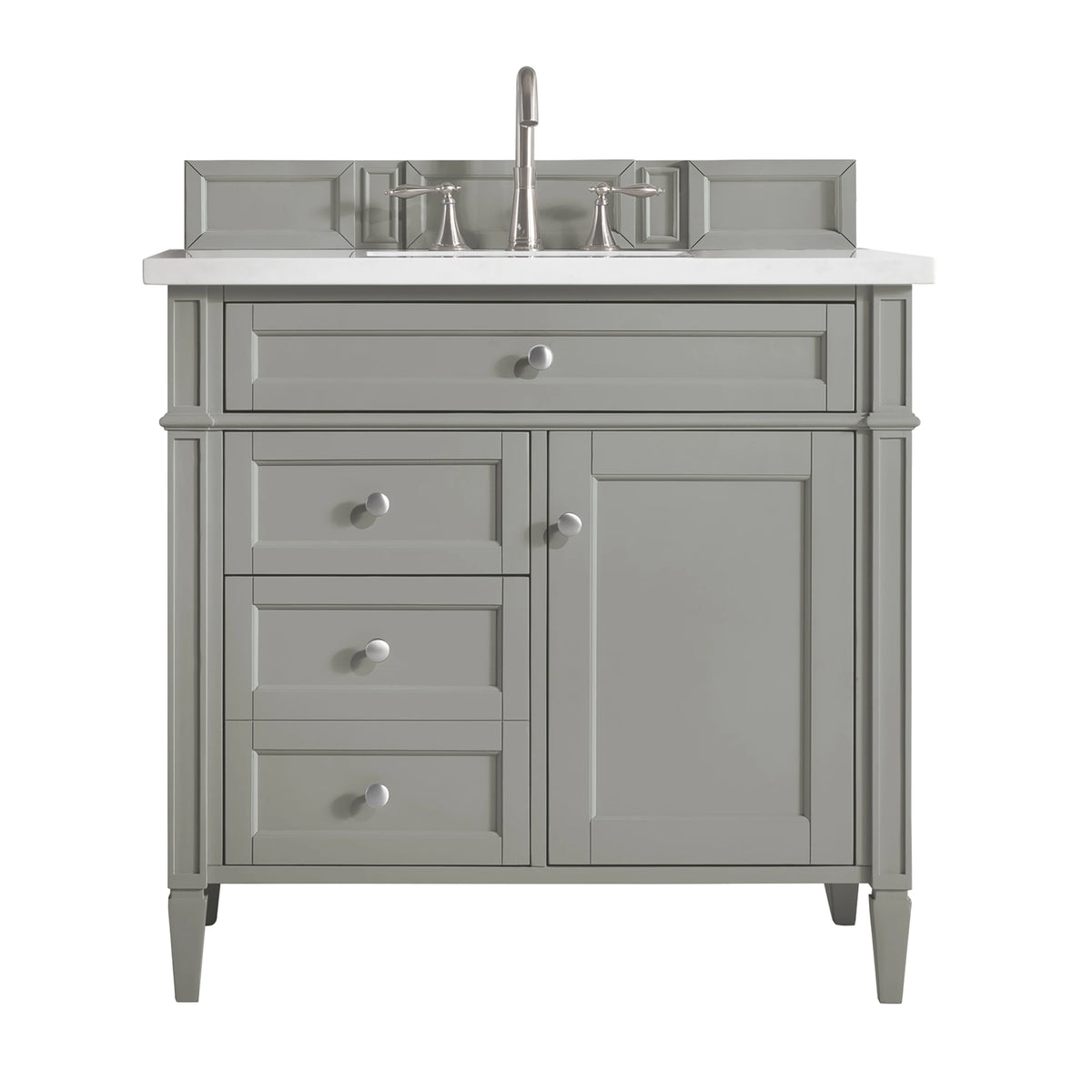 Brittany 36" Single Vanity, Urban Gray w/ 3 CM White Zeus Silestone Top