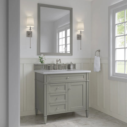 Brittany 36" Single Vanity, Urban Gray w/ 3 CM White Zeus Silestone Top, view 3