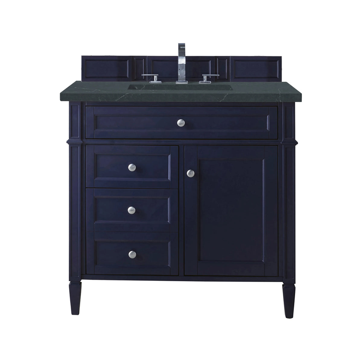 Brittany 36" Single Vanity, Victory Blue w/ 3 CM Charcoal Soapstone Silestone Top