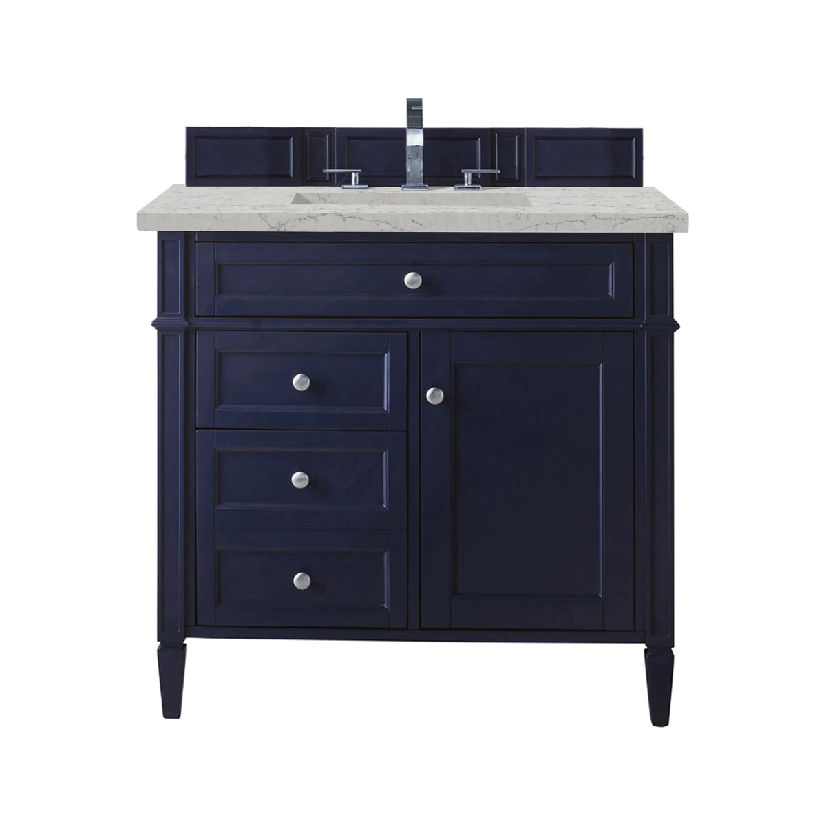 Brittany 36" Single Vanity, Victory Blue w/ 3 CM Eternal Jasmine Pearl Silestone Top