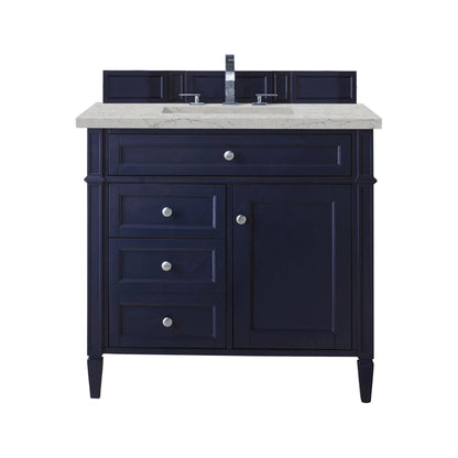 Brittany 36" Single Vanity, Victory Blue w/ 3 CM Eternal Jasmine Pearl Silestone Top