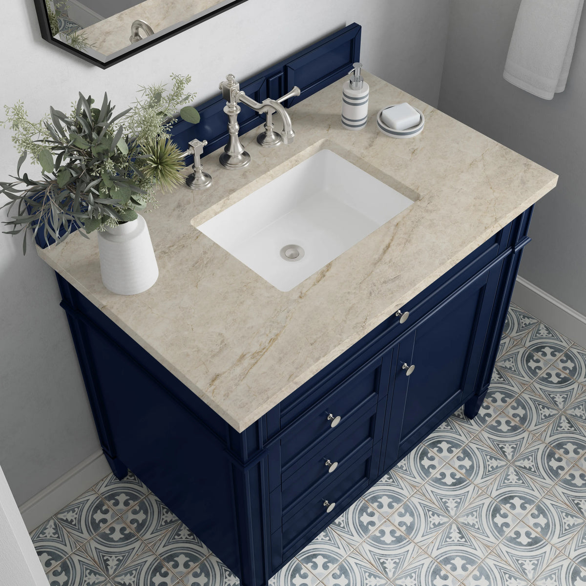 Brittany 36" Single Vanity, Victory Blue, w/ 3 CM Tajnar Eclos Top, view 5