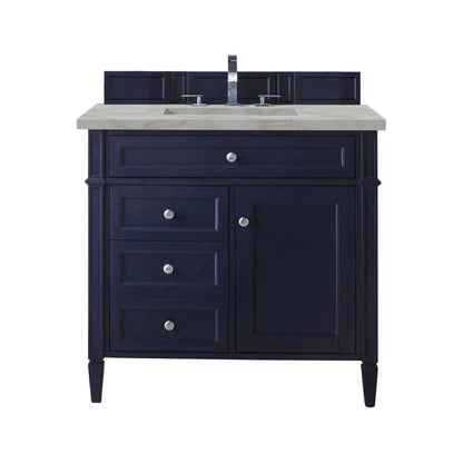 Brittany 36" Single Vanity, Victory Bleu w/ 3 CM Victorian Silver Silestone Top
