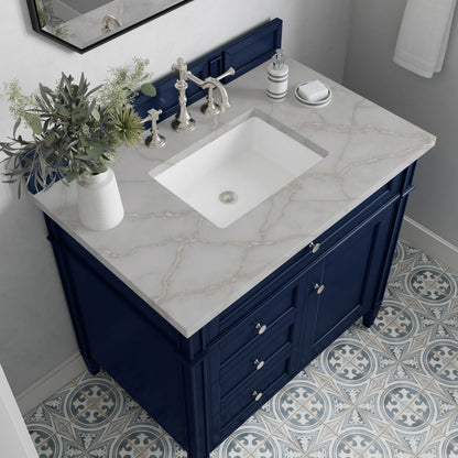 Brittany 36" Single Vanity, Victory Bleu w/ 3 CM Victorian Silver Silestone Top, view 6