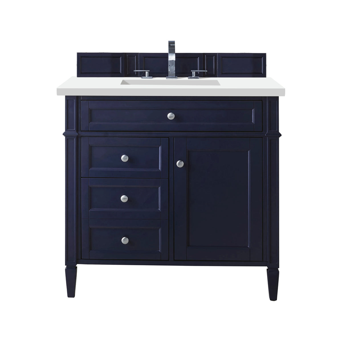 Brittany 36" Single Vanity, Victory Blue w/ 3 CM White Zeus Silestone Top