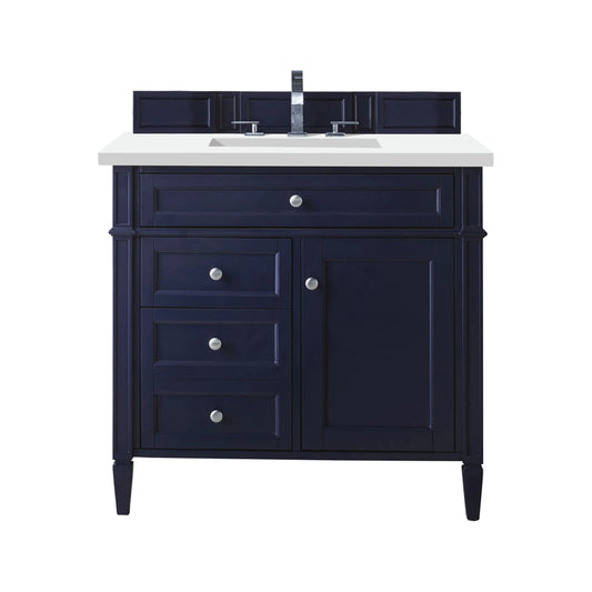 Brittany 36" Single Vanity, Victory Blue w/ 3 CM White Zeus Silestone Top