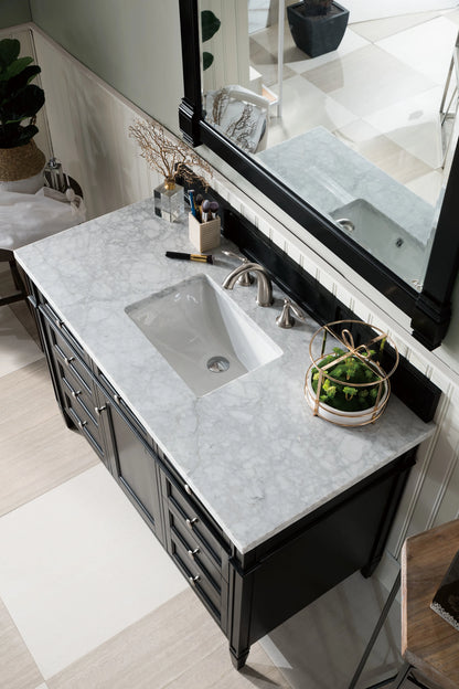 Brittany 48" Single Vanity, Black Onyx w/ 3 CM Carrara Marble Top, view 6