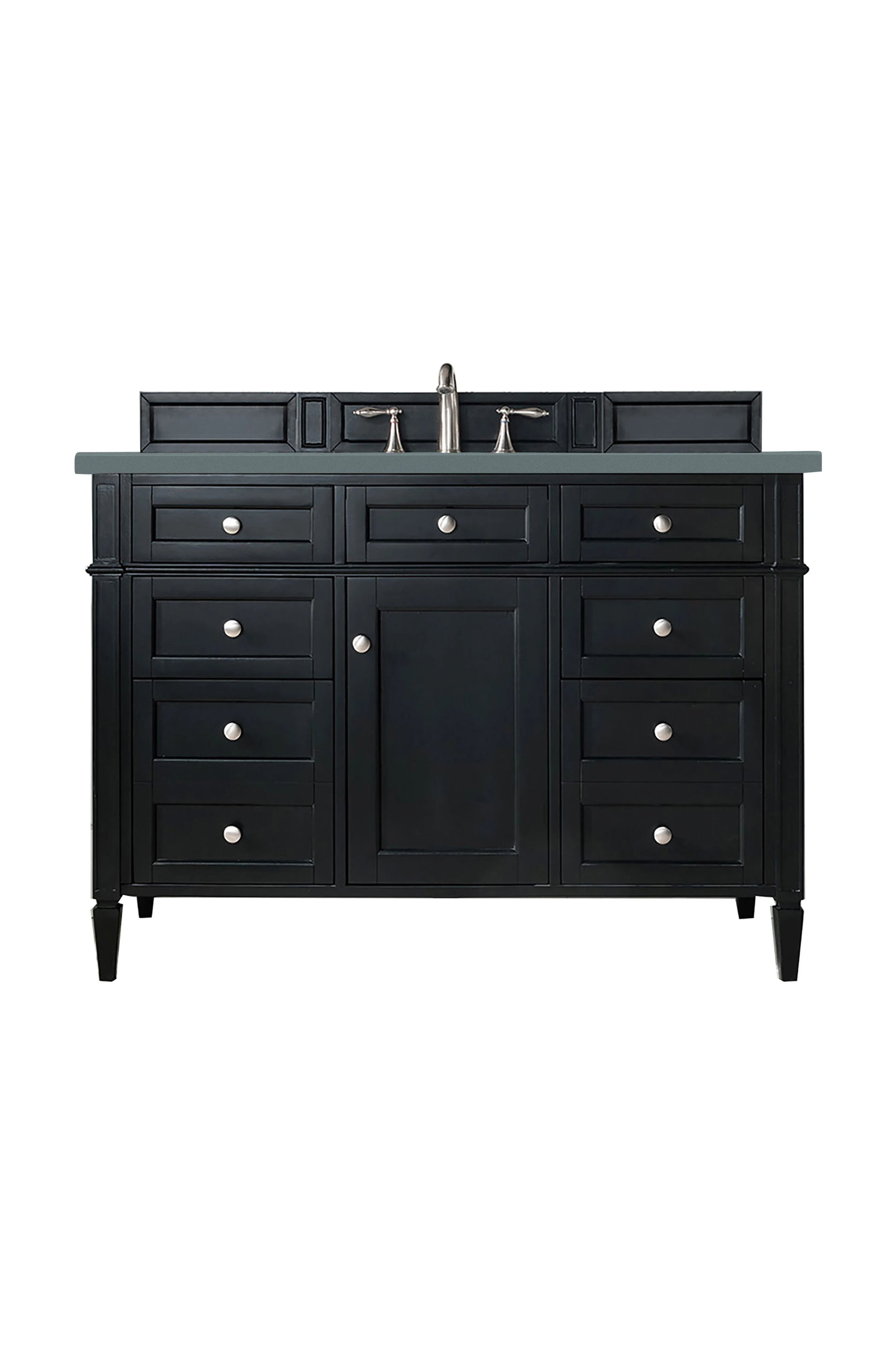 Renovate for Less Atlanta Brittany 48" Single Vanity, Black Onyx w/ 3 CM Cala Blue Silestone Top