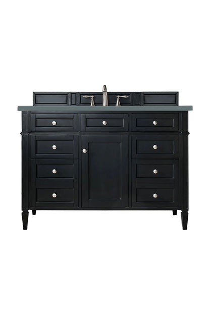 Renovate for Less Atlanta Brittany 48" Single Vanity, Black Onyx w/ 3 CM Cala Blue Silestone Top