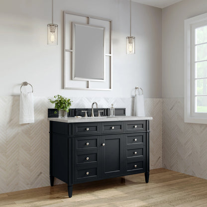 Brittany 48" Single Vanity, Black Onyx w/ 3 CM Eternal Jasmine Pearl Silestone Top, view 4