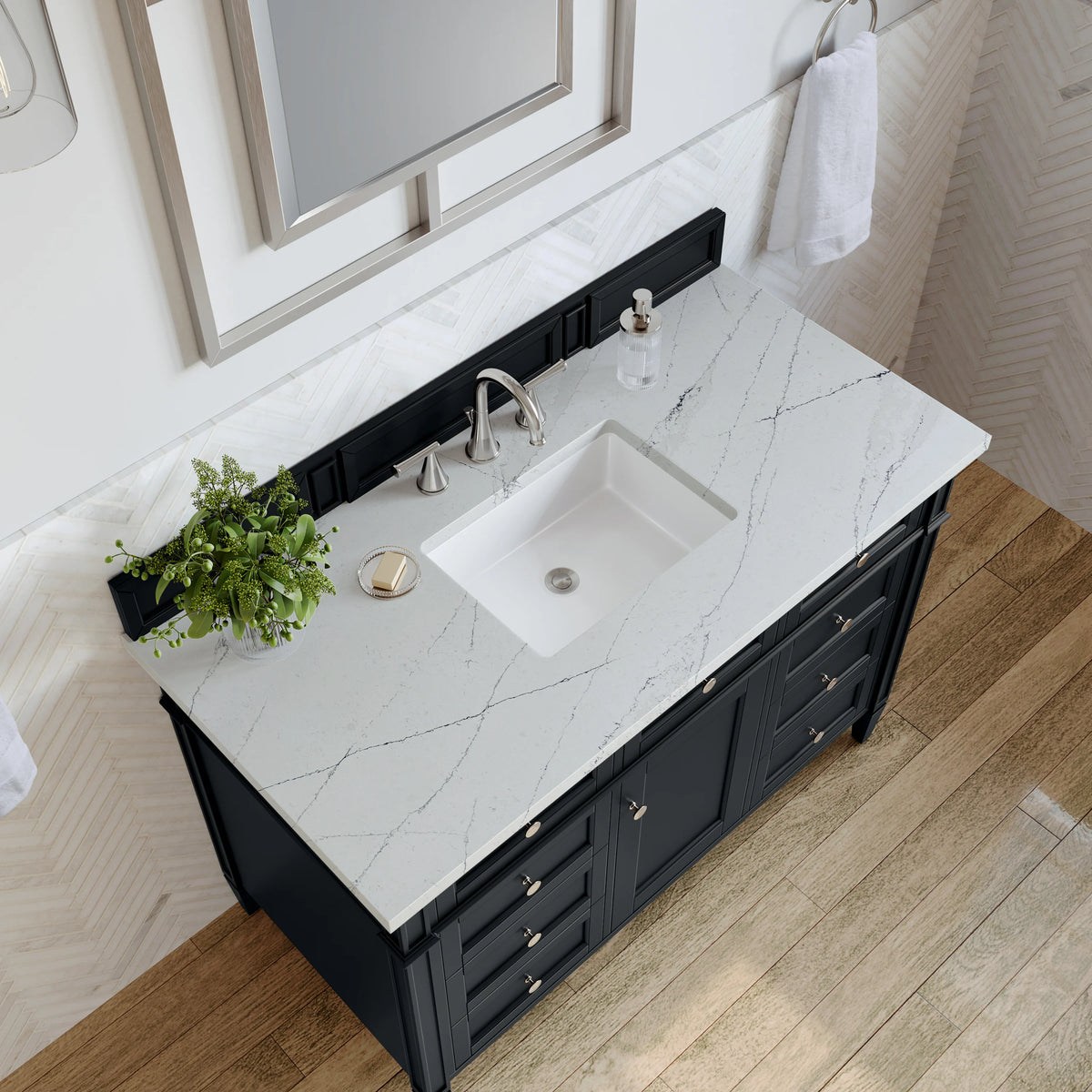 Brittany 48" Single Vanity, Black Onyx w/ 3 CM Ethereal Noctis Silestone Top, view 7
