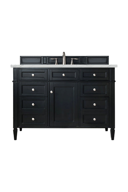 Brittany 48" Single Vanity, Black Onyx w/ 3 CM Ethereal Noctis Silestone Top w/FreePower Wireless Charger