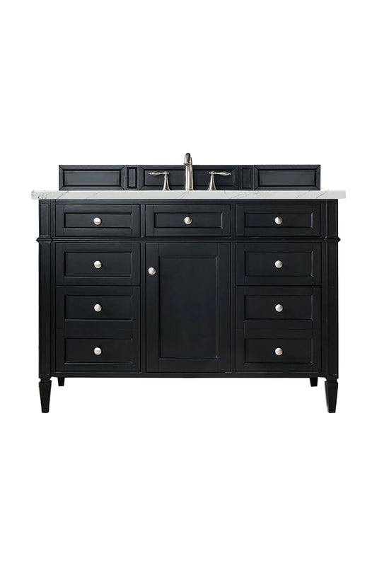 Brittany 48" Single Vanity, Black Onyx w/ 3 CM Ethereal Noctis Silestone Top w/FreePower Wireless Charger