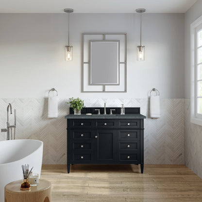 Brittany 48" Single Vanity, Black Onyx w/ 3 CM Parisien Bleu Silestone Top w/FreePower Wireless Charger, view 6