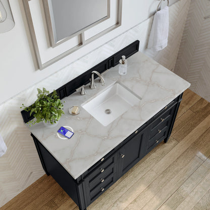 Brittany 48" Single Vanity, Black Onyx w/ 3 CM Victorian Silver Silestone Top w/FreePower Wireless Charger, view 10