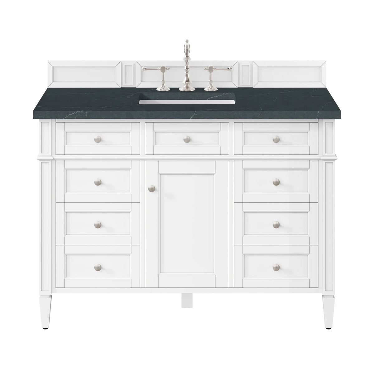 Brittany 48" Single Vanity, Bright White w/ 3 CM Charcoal Soapstone Silestone Top