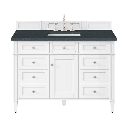 Brittany 48" Single Vanity, Bright White w/ 3 CM Charcoal Soapstone Silestone Top
