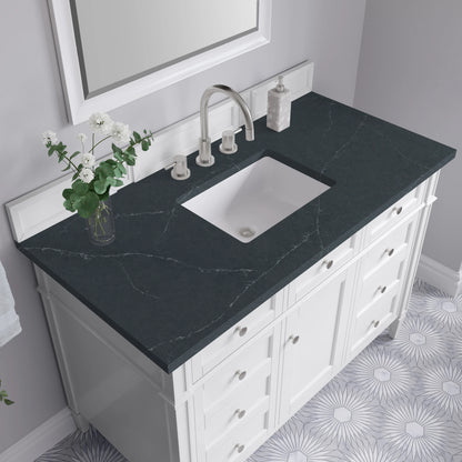 Brittany 48" Single Vanity, Bright White w/ 3 CM Charcoal Soapstone Silestone Top, view 7