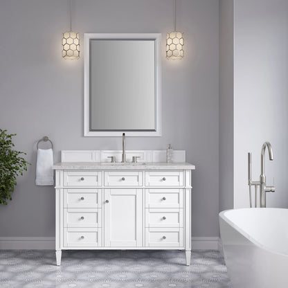 Brittany 48" Single Vanity, Bright White w/ 3 CM Eternal Jasmine Pearl Silestone Top, view 3