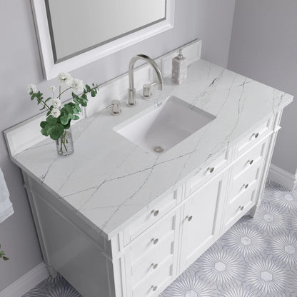 Brittany 48" Single Vanity, Bright White w/ 3 CM Ethereal Noctis Silestone Top, view 7