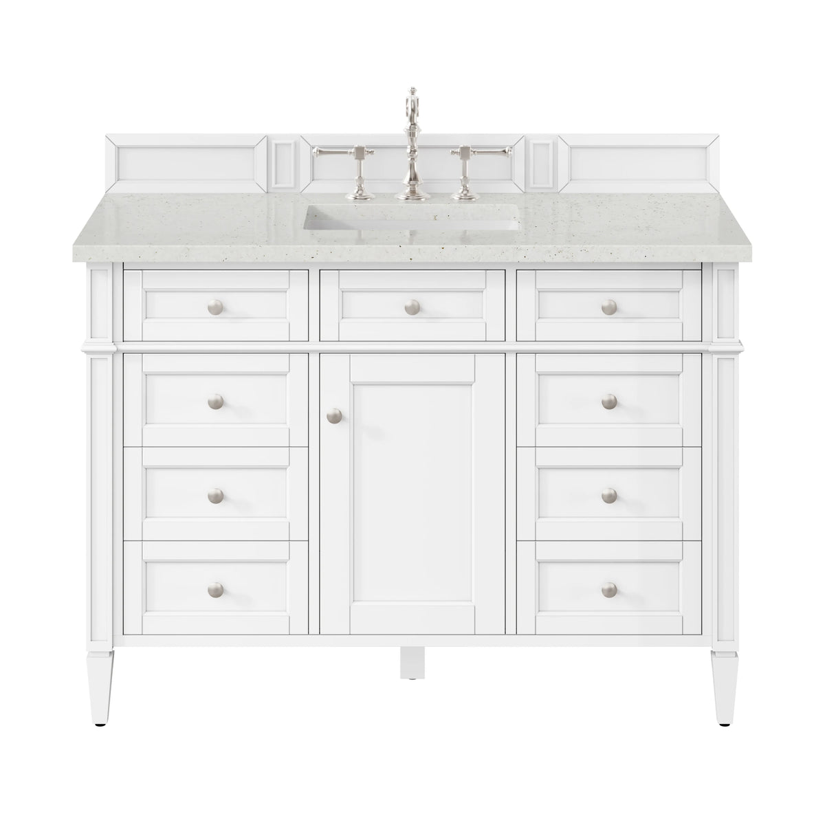 Brittany 48" Single Vanity, Bright White w/ 3 CM Lime Delight Silestone Top