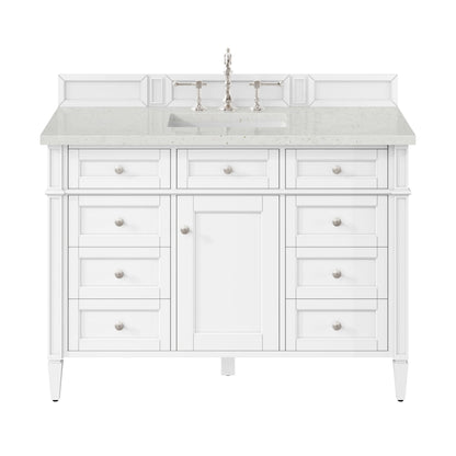 Brittany 48" Single Vanity, Bright White w/ 3 CM Lime Delight Silestone Top