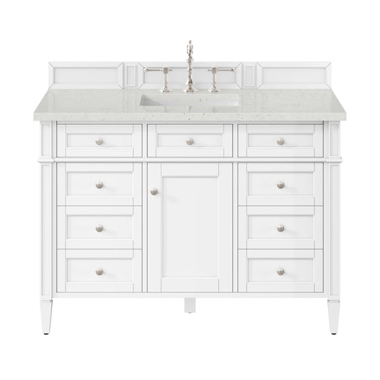 Brittany 48" Single Vanity, Bright White w/ 3 CM Lime Delight Silestone Top