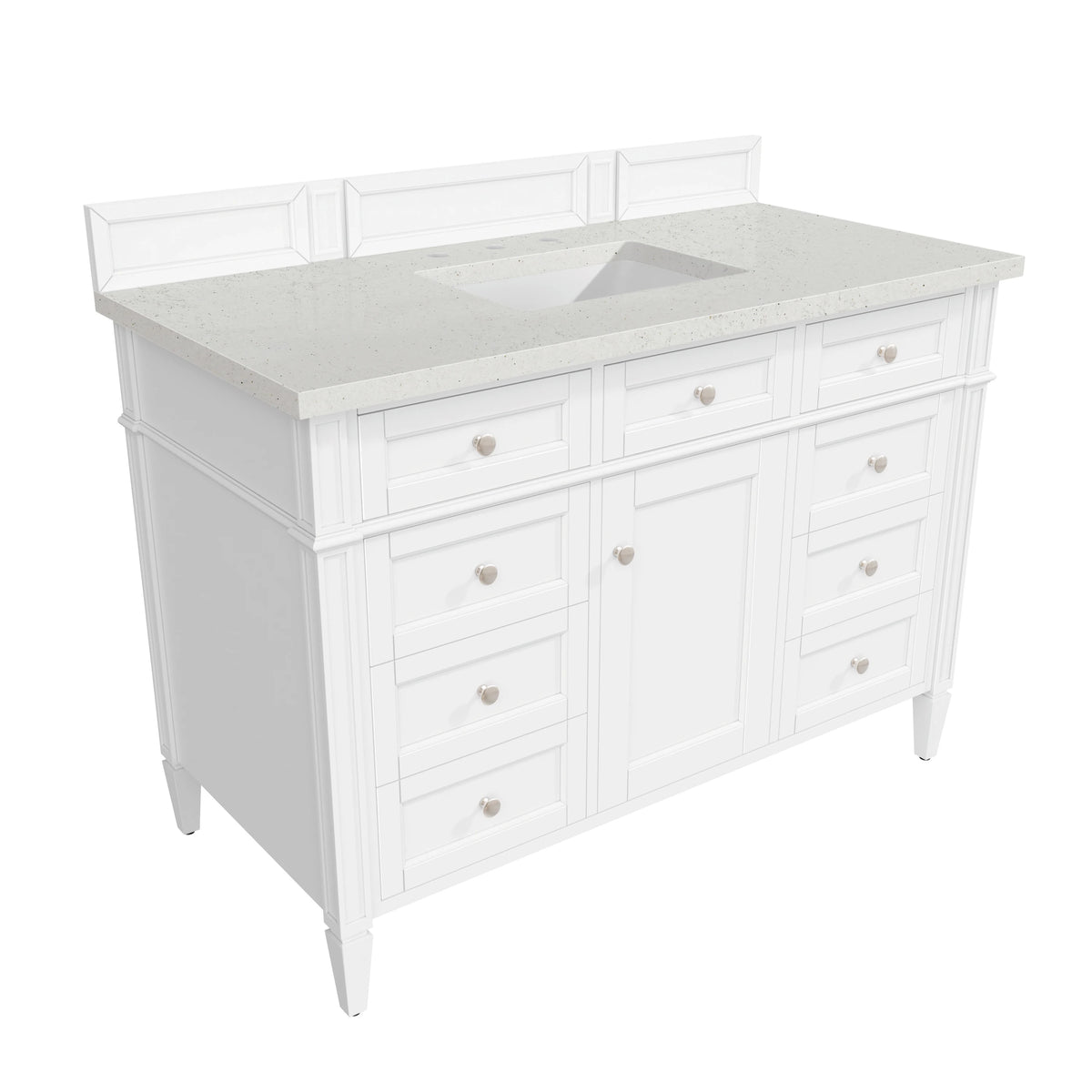 Brittany 48" Single Vanity, Bright White w/ 3 CM Lime Delight Silestone Top, view 8