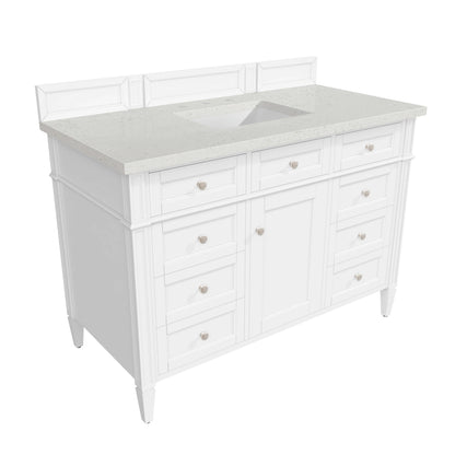 Brittany 48" Single Vanity, Bright White w/ 3 CM Lime Delight Silestone Top, view 8