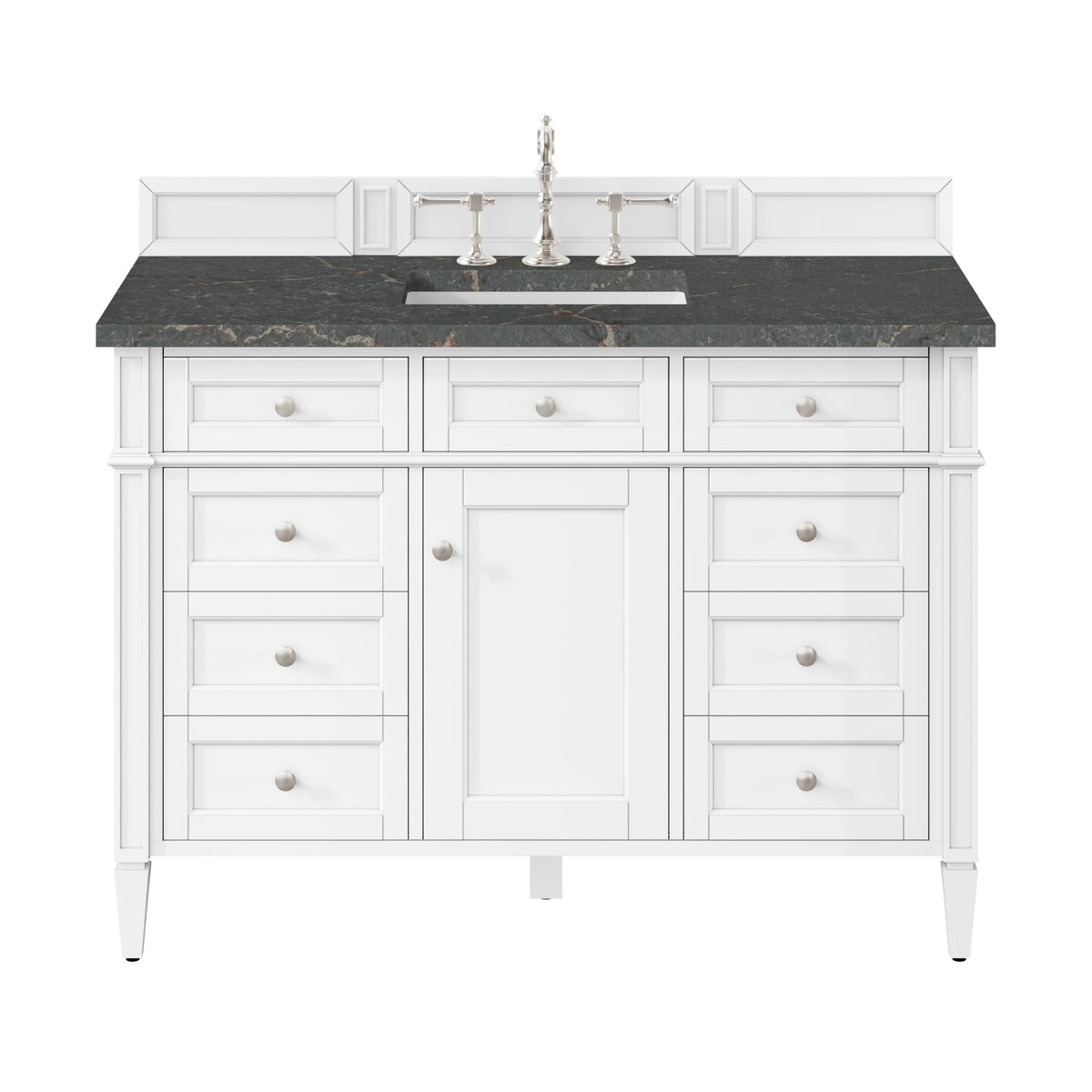 Brittany 48" Single Vanity, Bright White w/ 3 CM Parisien Bleu Silestone Top