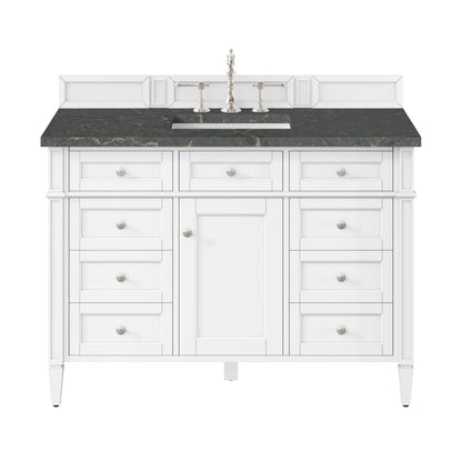 Brittany 48" Single Vanity, Bright White w/ 3 CM Parisien Bleu Silestone Top