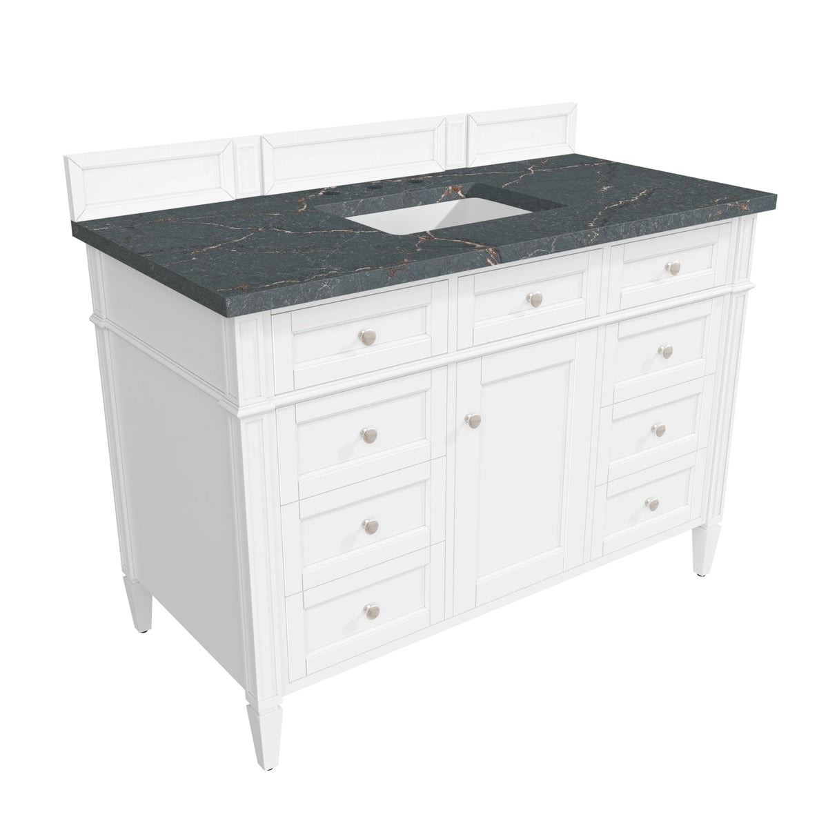 Brittany 48" Single Vanity, Bright White w/ 3 CM Parisien Bleu Silestone Top, view 8
