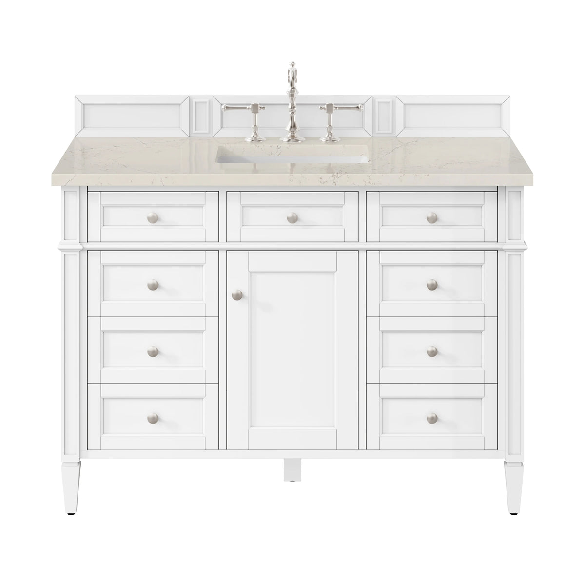 Brittany 48" Single Vanity in Bright White, w/ 3 CM Siberian Silestone Top