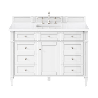 Brittany 48" Single Vanity, Bright White w/ 3 CM White Zeus Silestone Top