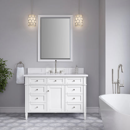 Brittany 48" Single Vanity, Bright White w/ 3 CM White Zeus Silestone Top, view 3