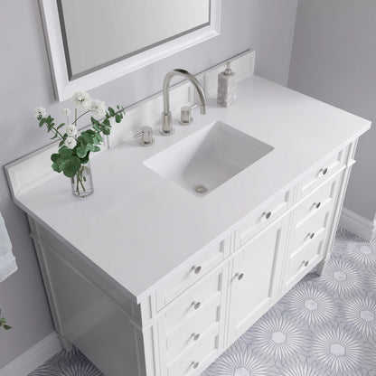 Brittany 48" Single Vanity, Bright White w/ 3 CM White Zeus Silestone Top, view 6