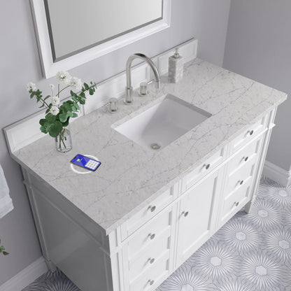 Brittany 48" Single Vanity, Bright White w/ 3 CM Eternal Jasmine Pearl Silestone Top w/FreePower Wireless Char, view 10