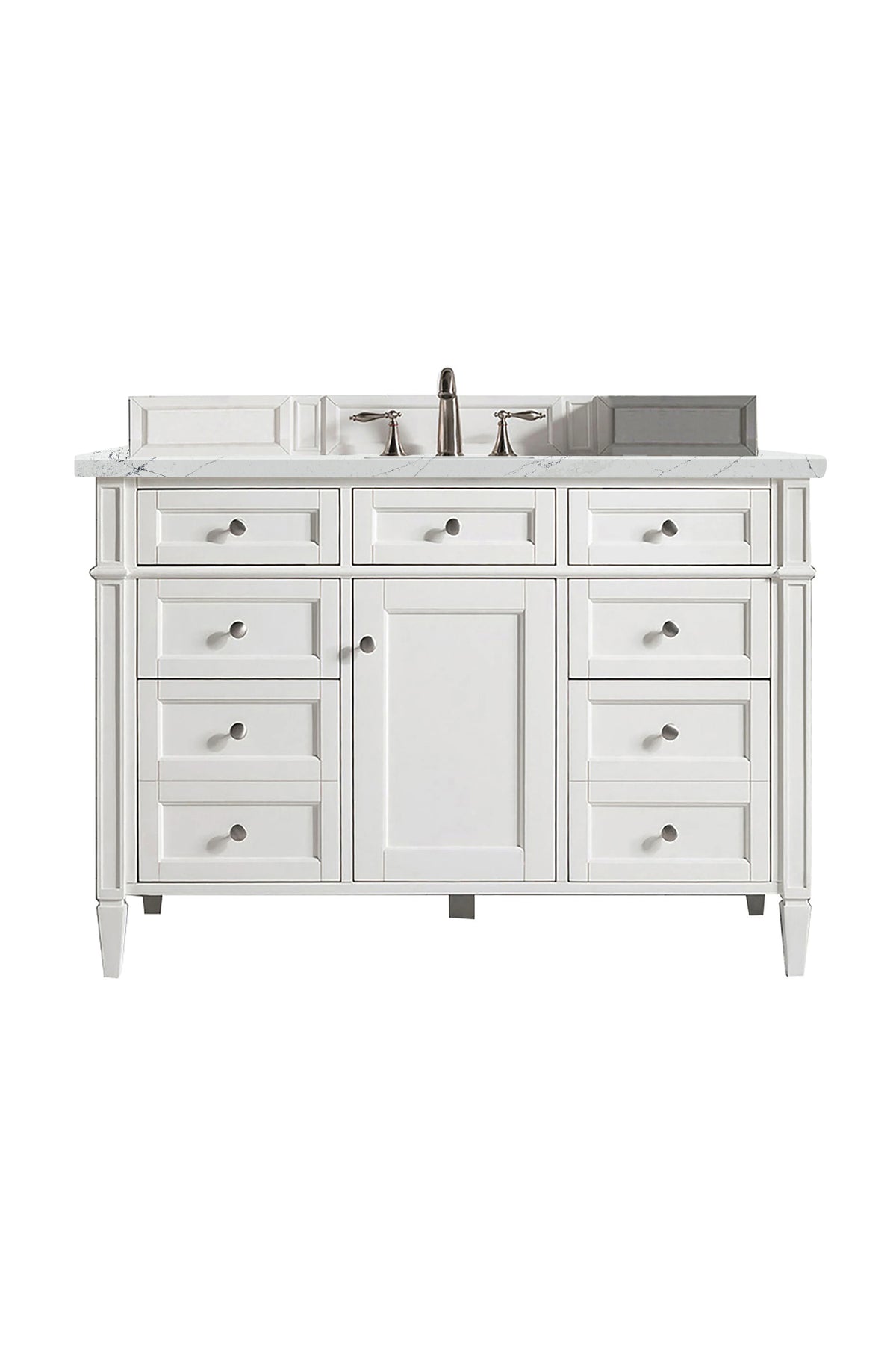 Brittany 48" Single Vanity, Bright White w/ 3 CM Ethereal Noctis Silestone Top w/FreePower Wireless Charger
