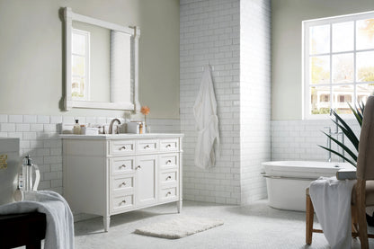 Brittany 48" Single Vanity, Bright White w/ 3 CM Ethereal Noctis Silestone Top w/FreePower Wireless Charger, view 8