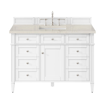 Brittany 48" Single Vanity in Bright White, w/ 3 CM Siberian Silestone Top w/FreePower Wireless Charger