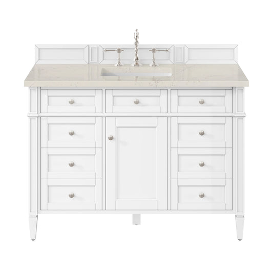 Brittany 48" Single Vanity in Bright White, w/ 3 CM Siberian Silestone Top w/FreePower Wireless Charger